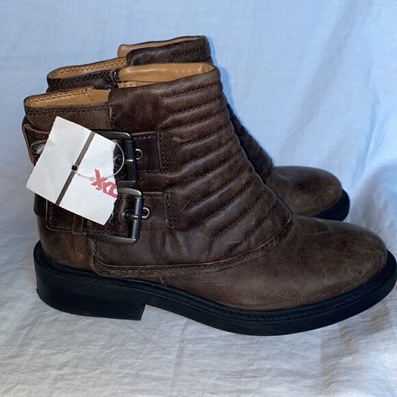 NINE WEST Brown Gingham Bootie-5 NEW! - Picture 3 of 8